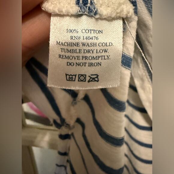 Faherty women’s cotton sun washed slub knit long sleeve navy striped shirt XS - Picture 6 of 7